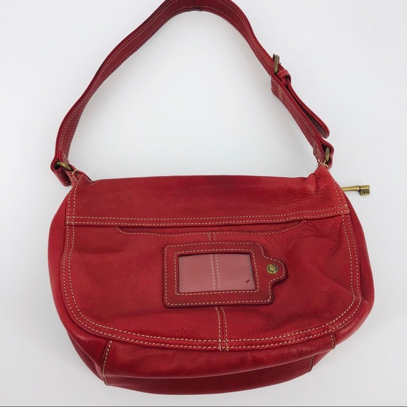Fossil Red Leather Shoulder Purse EUC - Picture 3 of 4